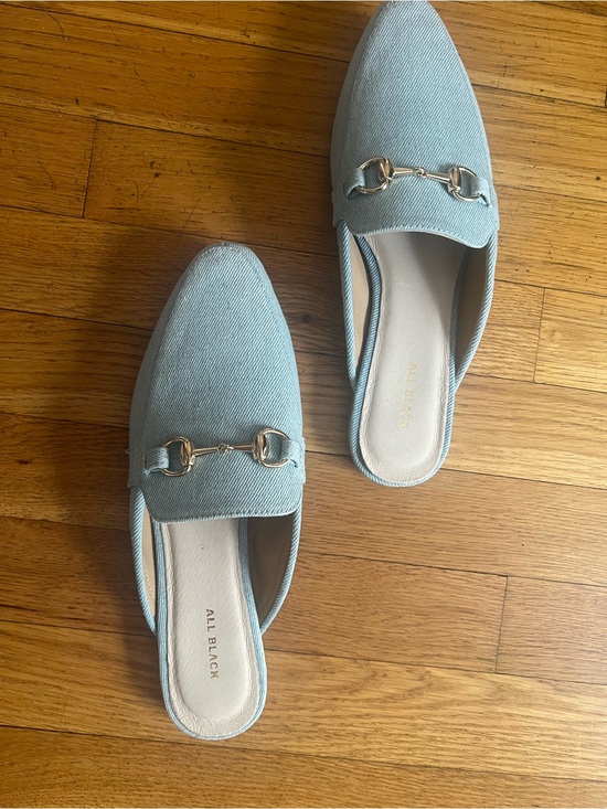 All Black Shoes - NWOT Tiffany blue ALL BLACK mules 😍